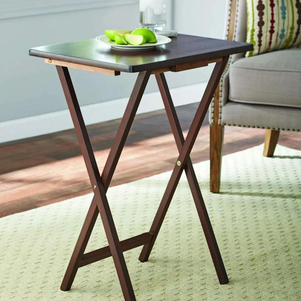Mainstays Indoor Folding TV Tray Table Lightweight Portable Tray Table- Walnut - Image 4 of 4