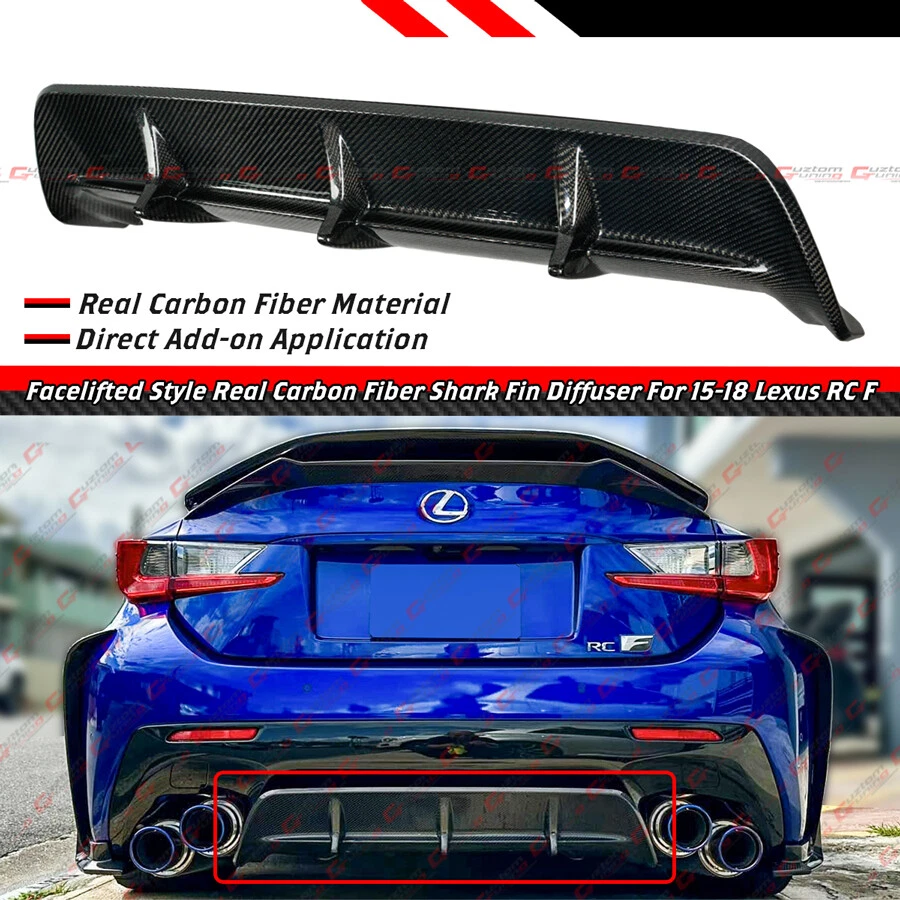 Difusor de parachoques trasero de fibra de carbono real estilo lavado de cara para Lexus RC F RCF 15-18 Foto 2 de 4