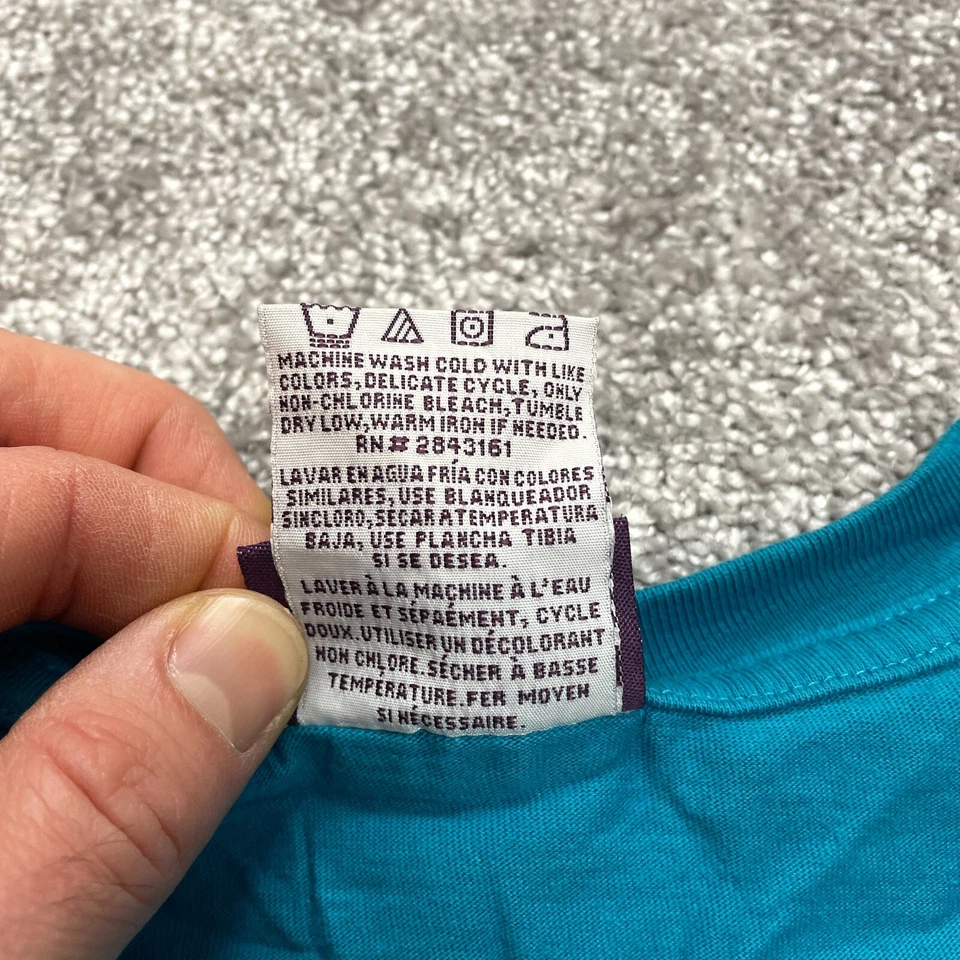 Curves T Shirt Womens Medium Blue Long Sleeve Cotton V Neck Basic Logo Solid Top - Image 4 of 4