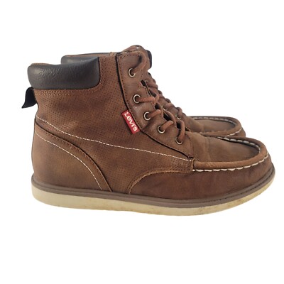 Levis Hiking Boots Youth Size Dean Waxed UL NB Brown Lace Up Moc