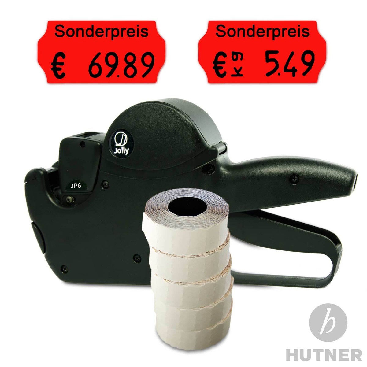 HUTNER Preisauszeichner Set Jolly P6 - Inkl. 5 Rollen Weiße