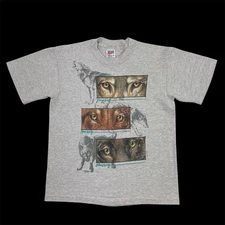 Vintage Gray Wolf, Red Wolf, Black Wolf Graphic Single Stitch T-Shirt Med Anvil