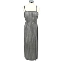 Forever 21 Metallic Silver Pleated Party Night Out Maxi Dress Size Small NWT