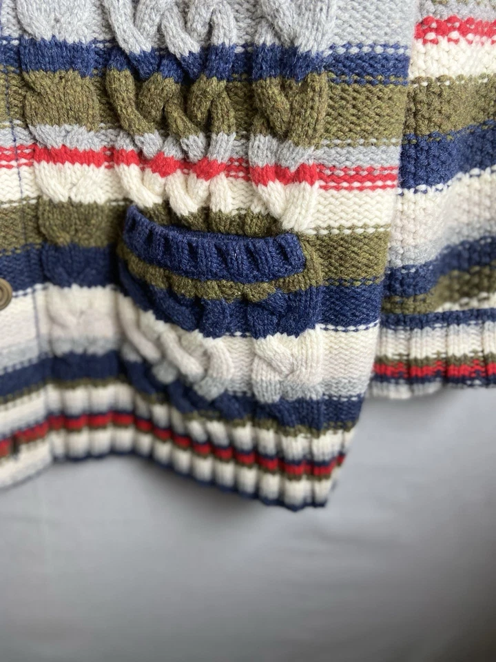 Lands’ End Canvas 100% Lambswool Cardigan Sweater Women’s XL Striped Knit Winter - Image 3 of 4