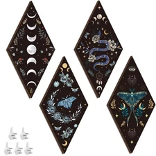 Romart Moon Phase Wall Decor: 4 Pieces Boho Moon Phases Moth Wall Art Wooden ...