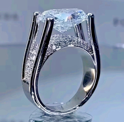 Diamond-Cut Zircon Solitaire Ring for Women Silver Plated Wedding Band