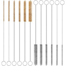 -Pieces Brass Wire Brush Stainless Steel Wire Brush Set" Long Wire Bottle 12