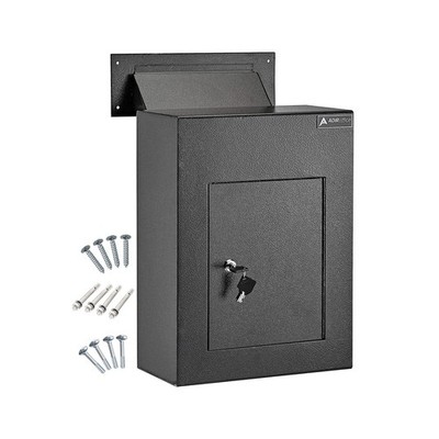 AdirOffice Through The Wall Drop Box Safe - Durable Thick Steel w/Adjustable ...