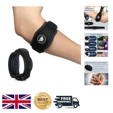 Adjustable Elbow Brace for Tennis & Golfer's Elbow - Pain Relief Strap in Black