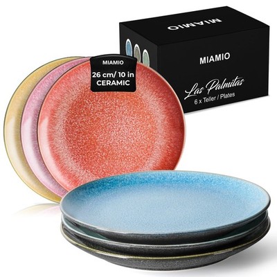 MIAMIO - Set of 6, Dinner Plates, Ceramic Plates, Kitchen plates, Plate Sets - M
