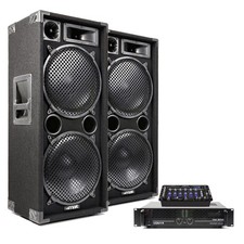Dual 12" Passive DJ Speaker Package with STM-3007 DJ Mixer and Amplifier - SP212