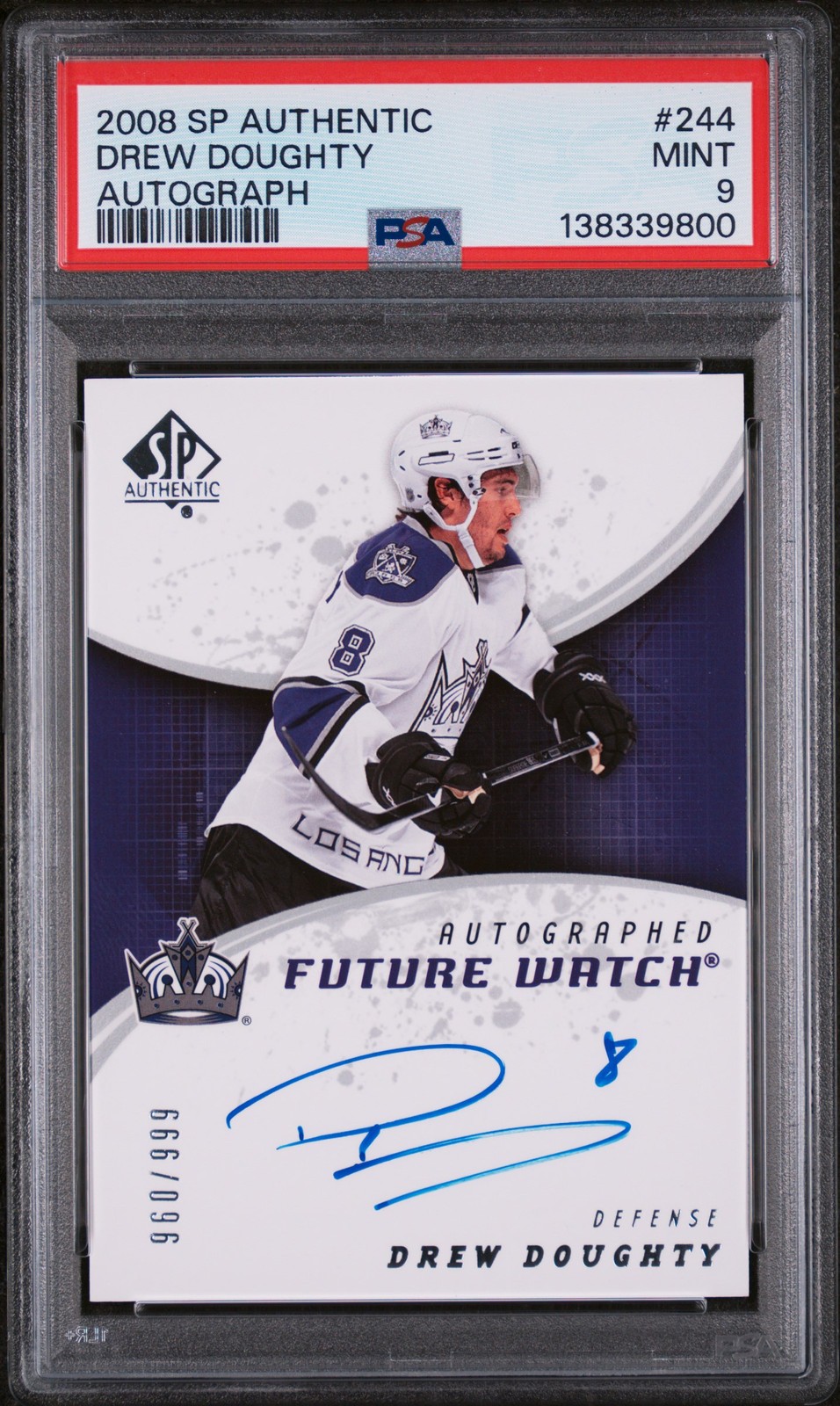 2008 Sp Authentic #244 Drew Doughty Future Watch Auto /999 PSA 9
