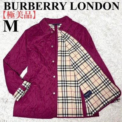 BURBERRY LONDON Quilted Jacket Wine Red Nova Check Size M Women #FF ABA