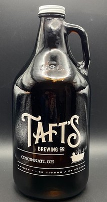 Taft s Brewing Co, Cincinnati, Amber Glass Growler W/Cap, 64 Oz/1.89 Liters, USA