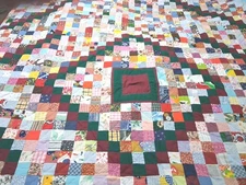  Vintage Quilt Hand Quilted 2" Blocks Are Machine Sewn AMAZING!   76" X 64" A-26