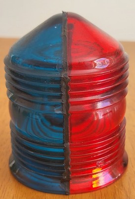 Vintage Kopp Blue Red Glass Navigation Ship/Boat Light Lens Shade Cover