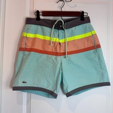 Lacoste Mens Swim Trunks Colorblock Sz Small Vintage