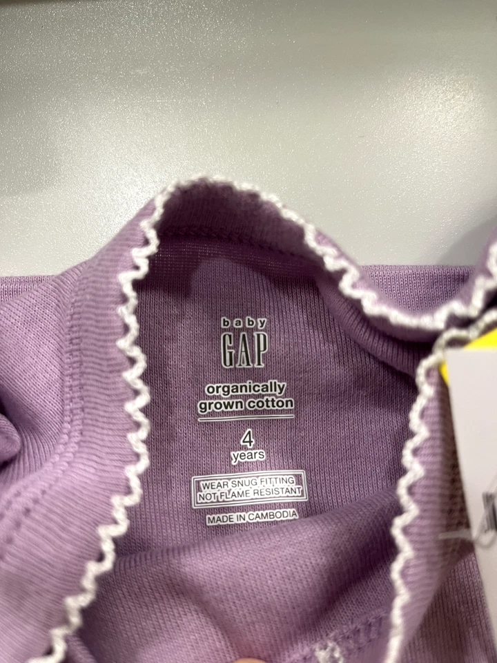 GAP Organically Grown Cotton Lilac Long Sleeve Pajamas - Girl's Size 4T - NWT - Image 2 of 2