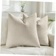 Throw Pillow Covers 18x18 Inch Set of 2,Boho 18" x 18" Pack of 2 Beige