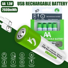 4/8PCS 2600mWh Lithium Li-ion Battery 1.5V AA / AAA USB Rechargeable Batteries
