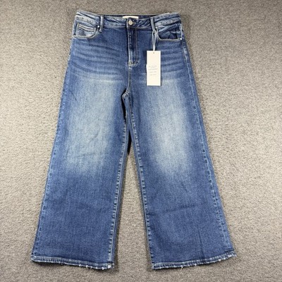 NWT Risen High Rise Crop Wide Leg Denim Jeans Womens Size 15/32 Blue