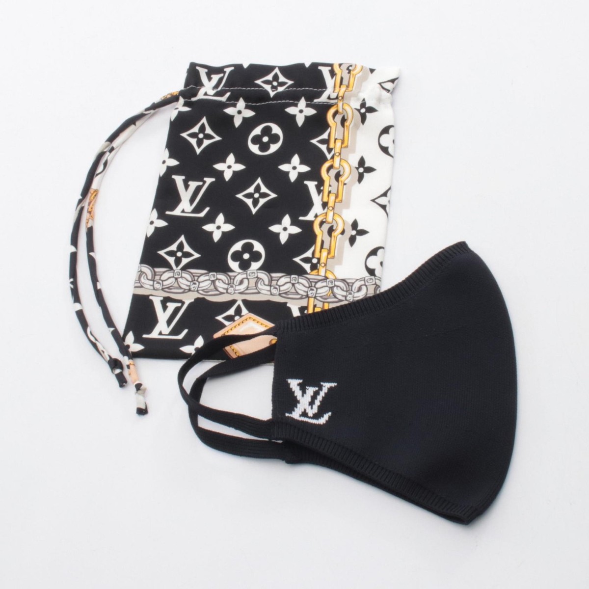 LOUIS VUITTON Mask Maille M76748 Nylon Black White Women LV | eBay