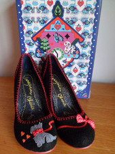 Black Textile Irregular Choice Scottie Shoes UK 4 EU 37 Worn Once