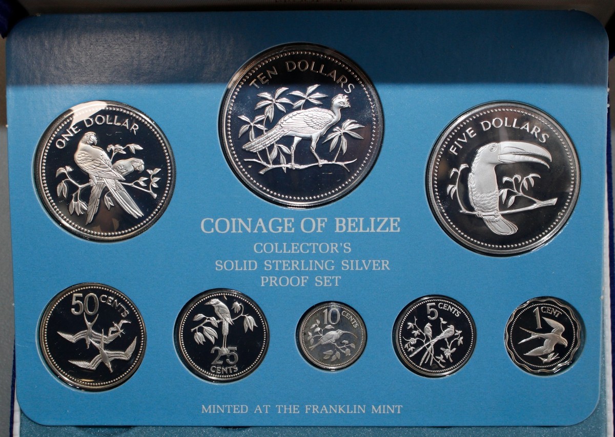1976 Belize Proof Sterling Silver Coin Set 8 Coins Franklin Mint