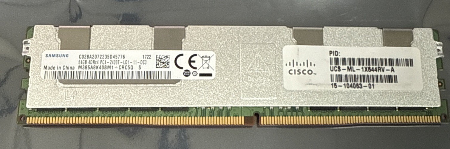 SAMSUNG 64GB 4DRx4 PC4-2400T-LD LRDIMM Server RAM - M386A8K40BM1-CRC