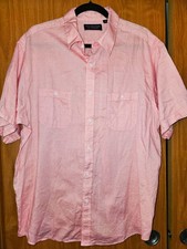 Roundtree  Yorke Men  s XL Pink Solid Short Sleeve Point Collar Cotton Shirt