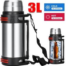 Large Thermos Flask 3L Capacity Travel coffee water Insulated Stainless Steel UK
