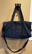 RARE VTG 1970  s Levi  s Denim Duffle Duffel Bag Mexico Heavy Zipper Orange Tag
