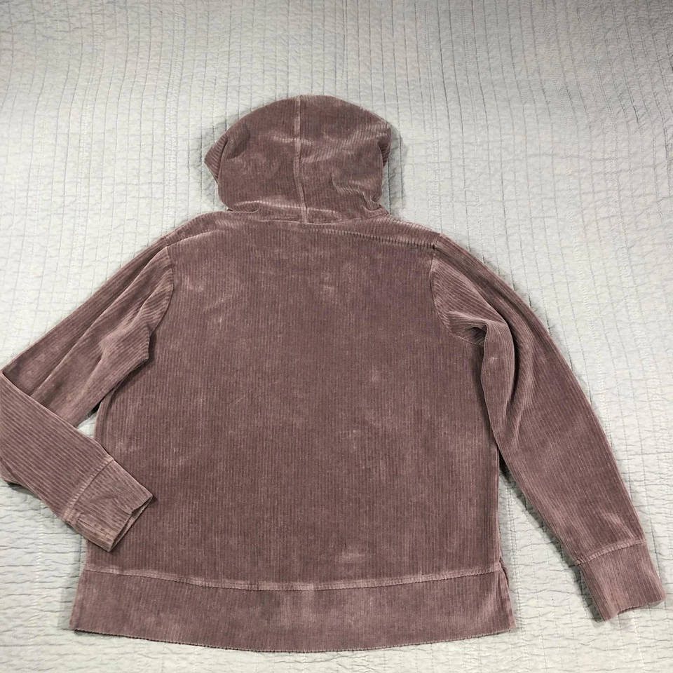 Gaiam 连帽衫女式 2XL 紫色罗纹丝绒套衫运动衫口袋瑜伽 — 第 2/4 张图片