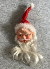 Vtg Santa Claus Doll Head Ornament Christmas Decoration Rubber 1950s rare