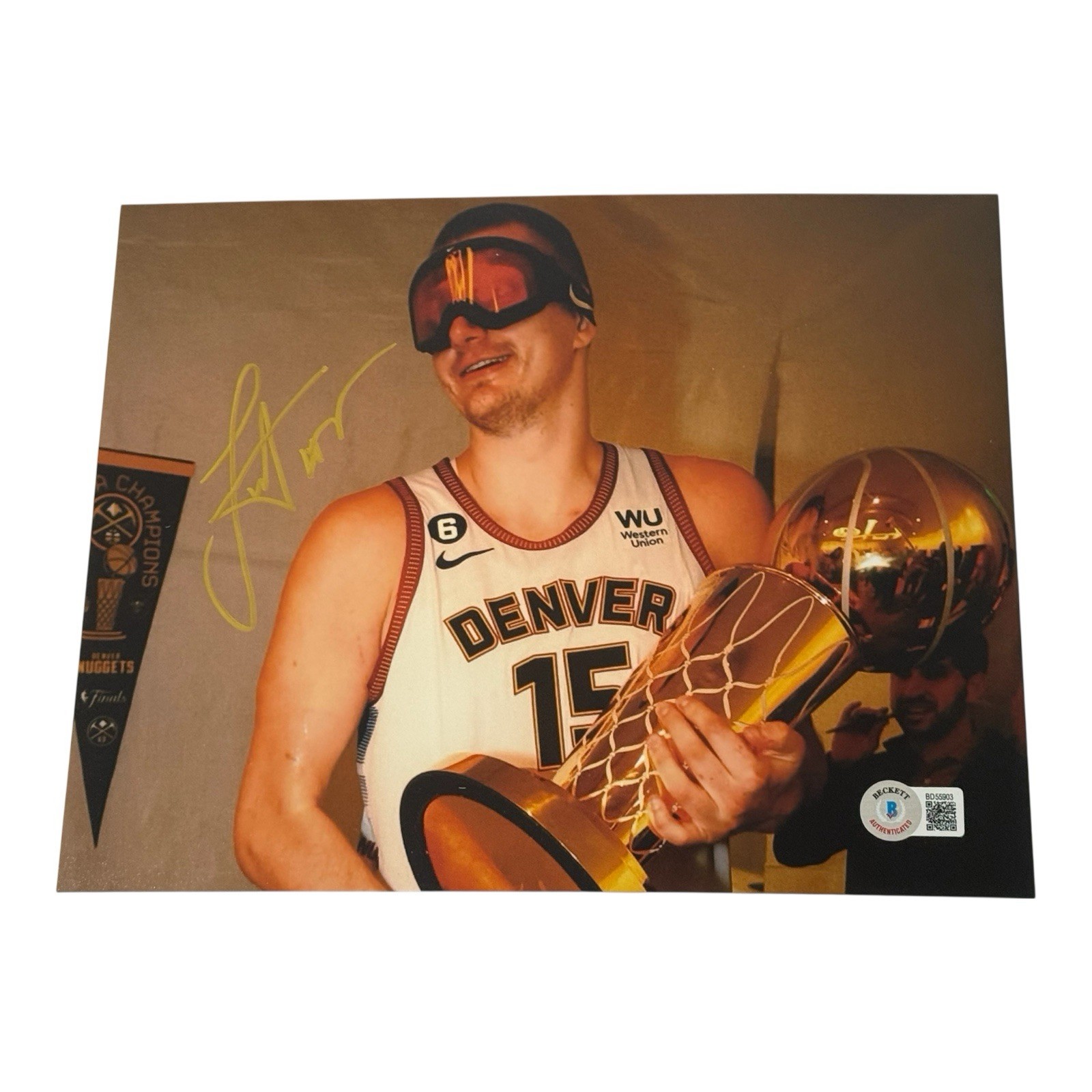 Nikola Jokic Autographed Signed Denver Nuggets 8x10 Photo Beckett BAS NBA CHAMP 