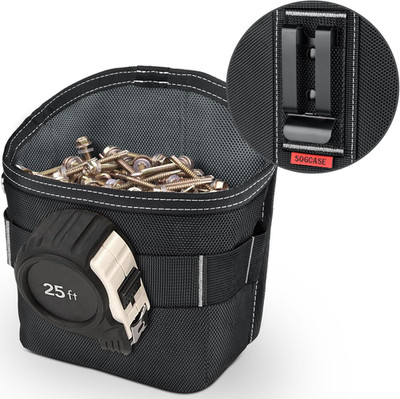 Bolsa herramientas clavos tornillos de con clip cinturon xl negro resistente