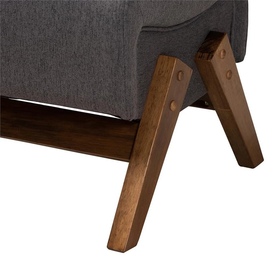 Baxton Studio Hanson Dark Gray Fabric and Walnut Brown Finished Wood Ottoman - Image 4 of 4