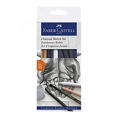 FABER-CASTELL 114002 - Kohle Sketch Set Goldfaber, 7 teilig - Bild 1 von 4