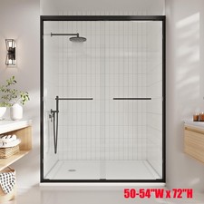 50-54"W x 72"H Frameless Double Sliding Glass Shower Door 1/4" Tempered Glass