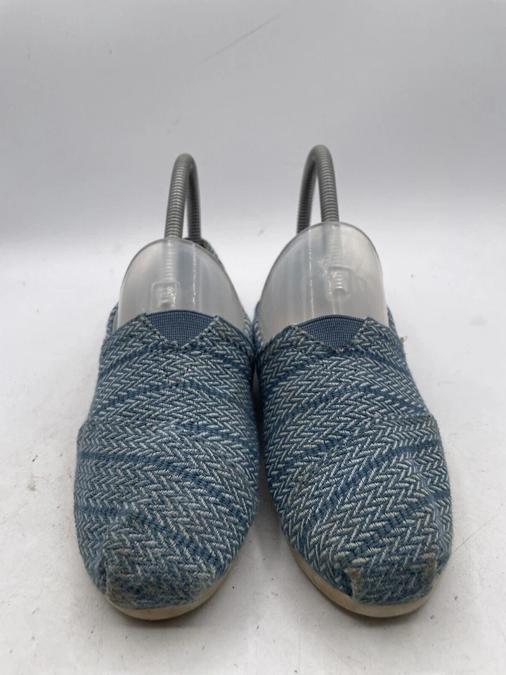 Toms Alpargata Herringbone Walking Shoes Women's Sz 5.5 Blue Low Top Slip-On - Image 2 of 4