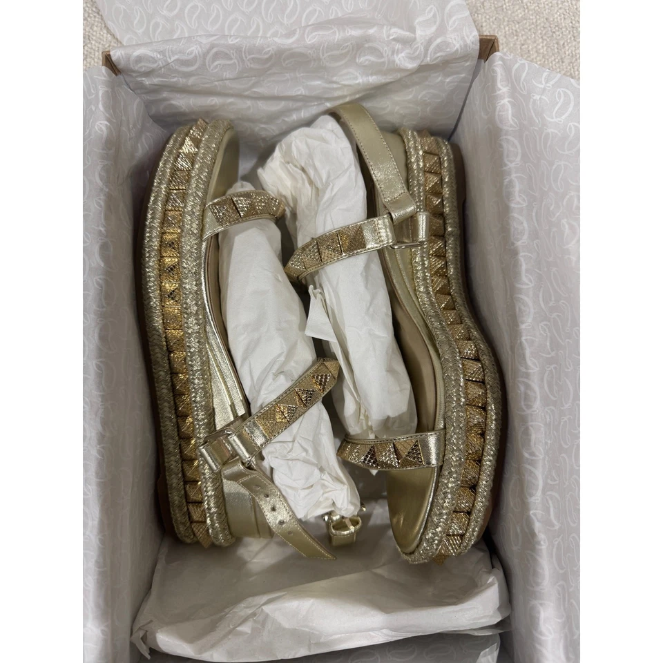 Sandalias de cuña Christian Louboutin Pyraclou 60 plateadas con púas talla 36 nuevas en caja Foto 2 de 4