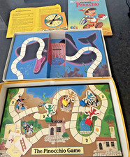 Vintage Pinocchio Board Game Complete + Unused Pinocchio Coloring Book