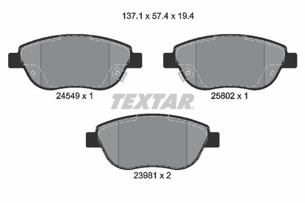 Kit plaquettes de frein à disque Textar 2454901 compatible avec FIAT 77366534