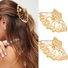 Shell Hair Claw Clips Gold Medium Metal Hair Clip Beach Fancy Hair Accessorie...