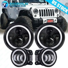 For 2007-2018 Jeep Wrangler Jk Jku 7 Inch Halo Led Headlights Fog Lights Combo For 2007-2018 Jeep Wrangler Jk Jku 7 Inch Halo Led Headlights Fog Lights Combo