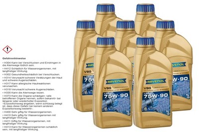 7x 1 L RAVENOL Getriebeöl VSG SAE 75W-90 für VW G052911A2 VW G052539A2 MB 235.8