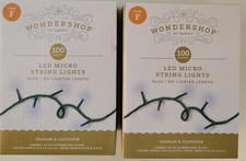 2x Wondershop 100ct LED Blue Micro String Lights Christmas Holiday 9 Functions
