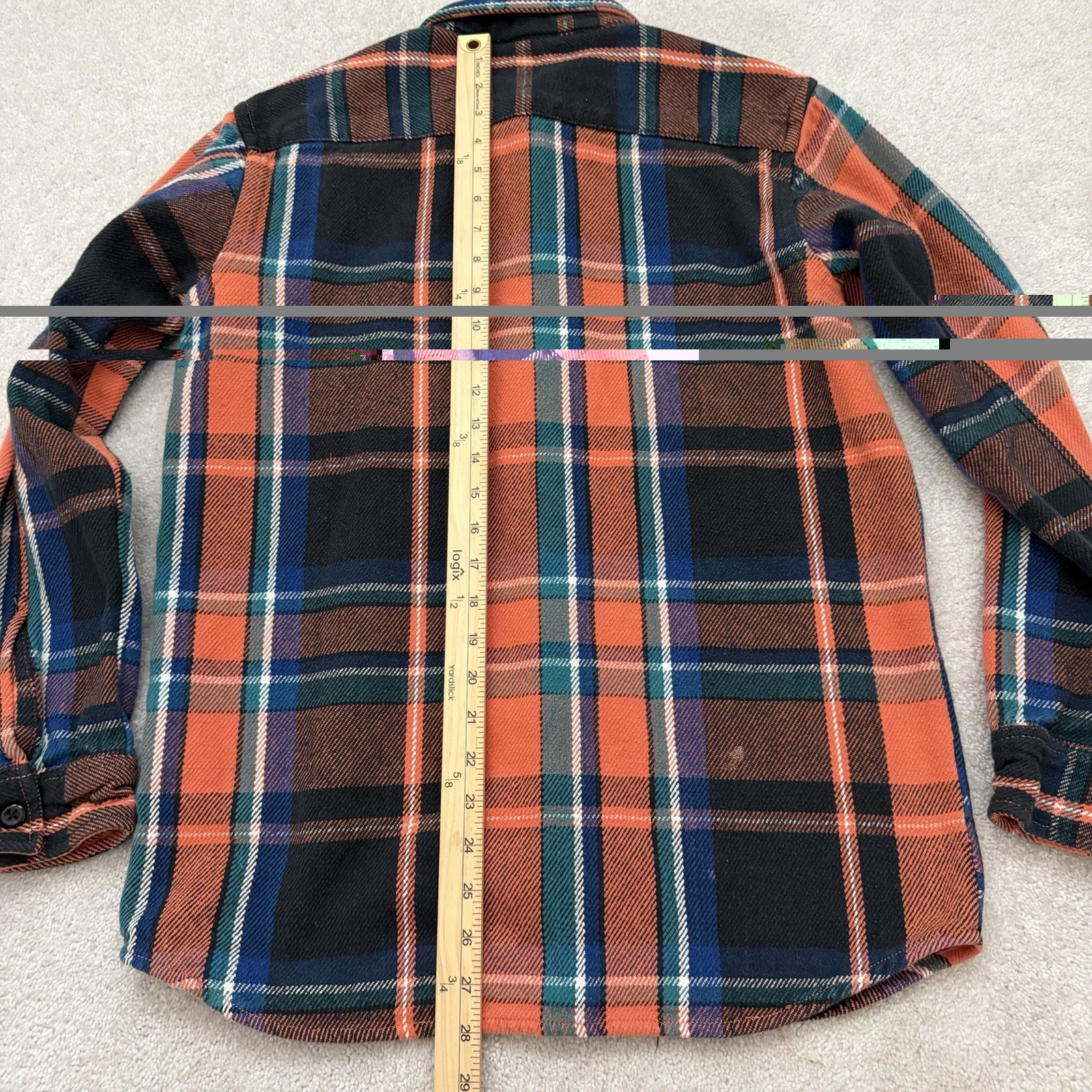 Stussy Flannel Shirt Men’s Medium Orange Plaid Button Up Streetwear Vintage thumbnail 12