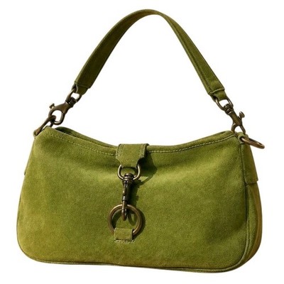 Miu Miu Pre-Owned 2000s Y2K Lime Green lobster-clasp suede shoulder bag
