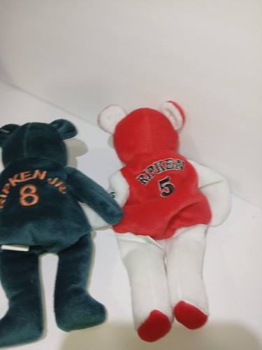 2 Orsetto Beanie Vintage Bamm Beano's 1998 CAL RIPKEN JR. ORIOLES Ali Rosse Verde - Foto 21 di 21